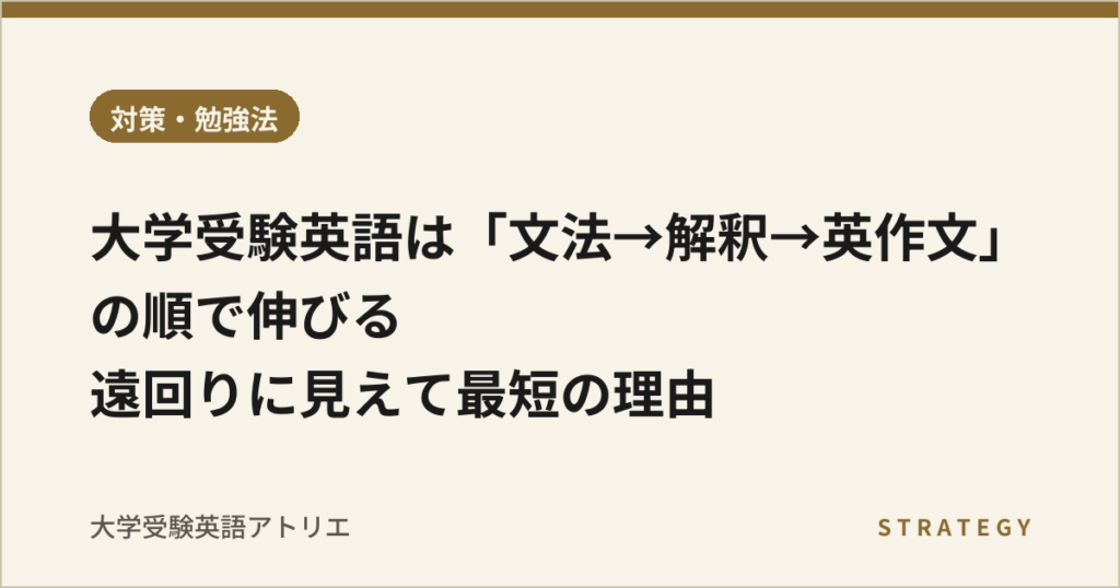 大学受験英語は「文法→解釈→英作文」の順で伸びる｜遠回りに見えて最短の理由